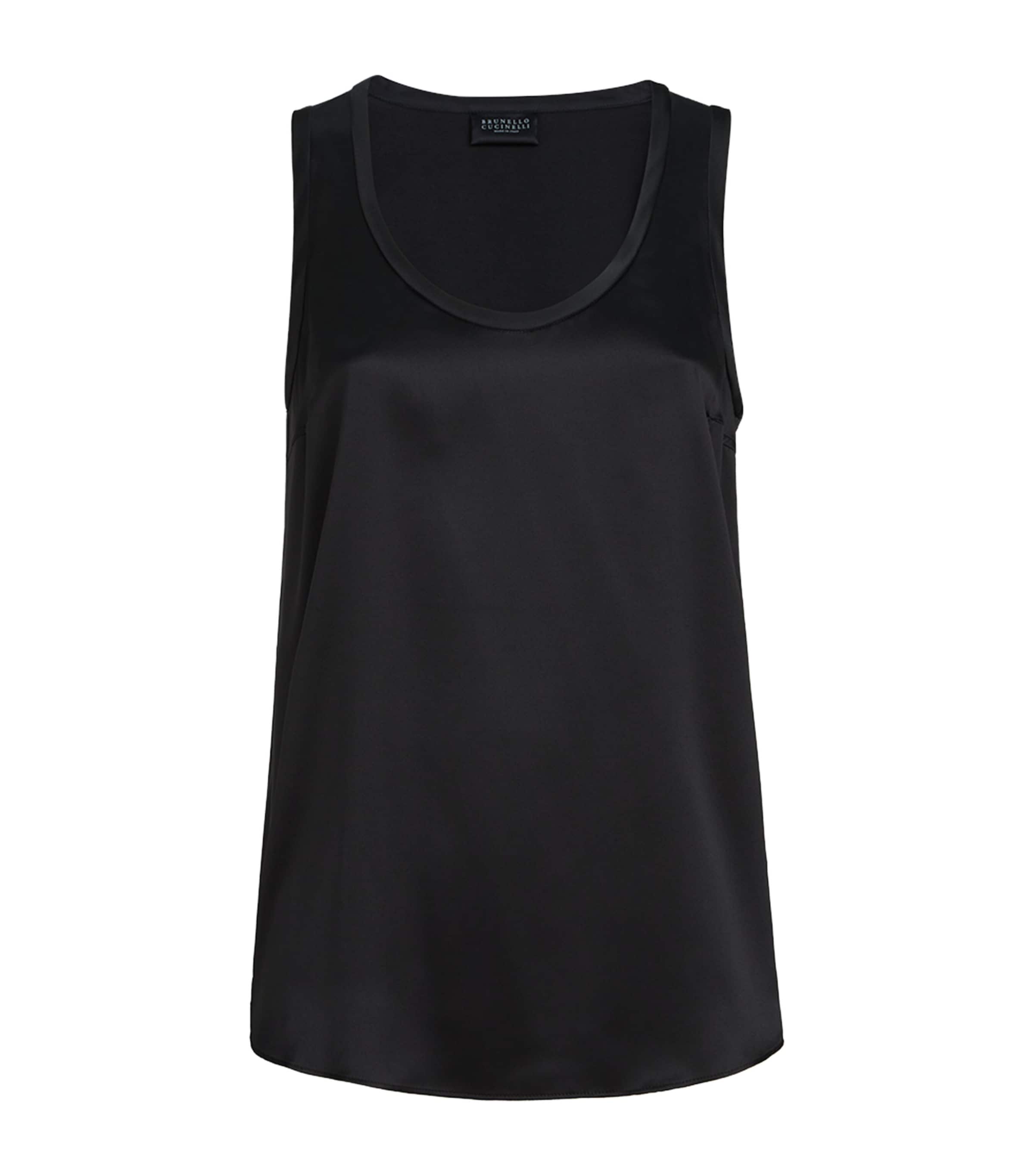 Brunello Cucinelli Womens Stretch-Silk Satin Tank Top Image 1