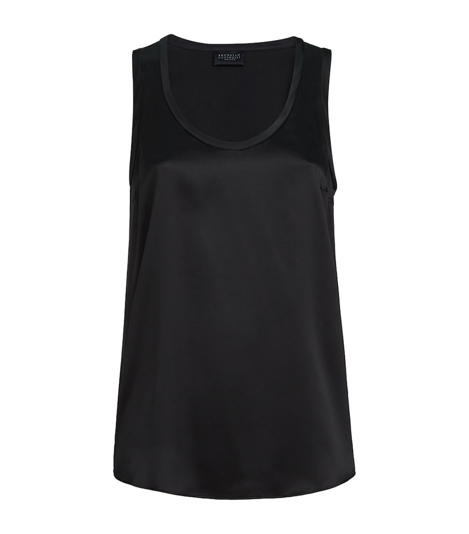 Brunello Cucinelli Womens Stretch-Silk Satin Tank Top Image 1