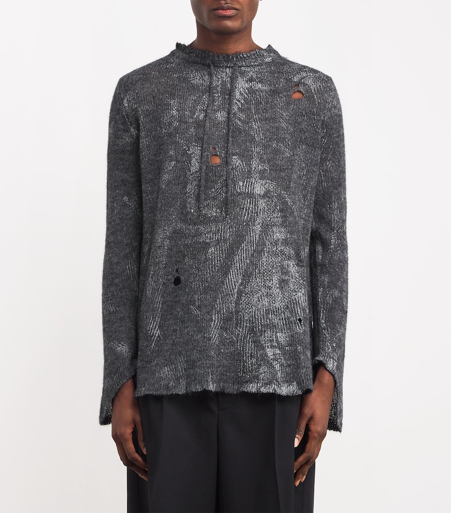 Distressed Knitted Sweatshirt P401-REFLECTIVE GREY Image 3