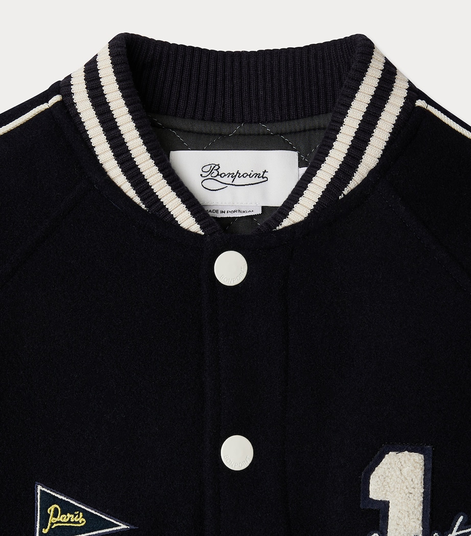 Virgin Wool-Blend Varsity Jacket (10-14 Years) BLEU NUIT Image 3