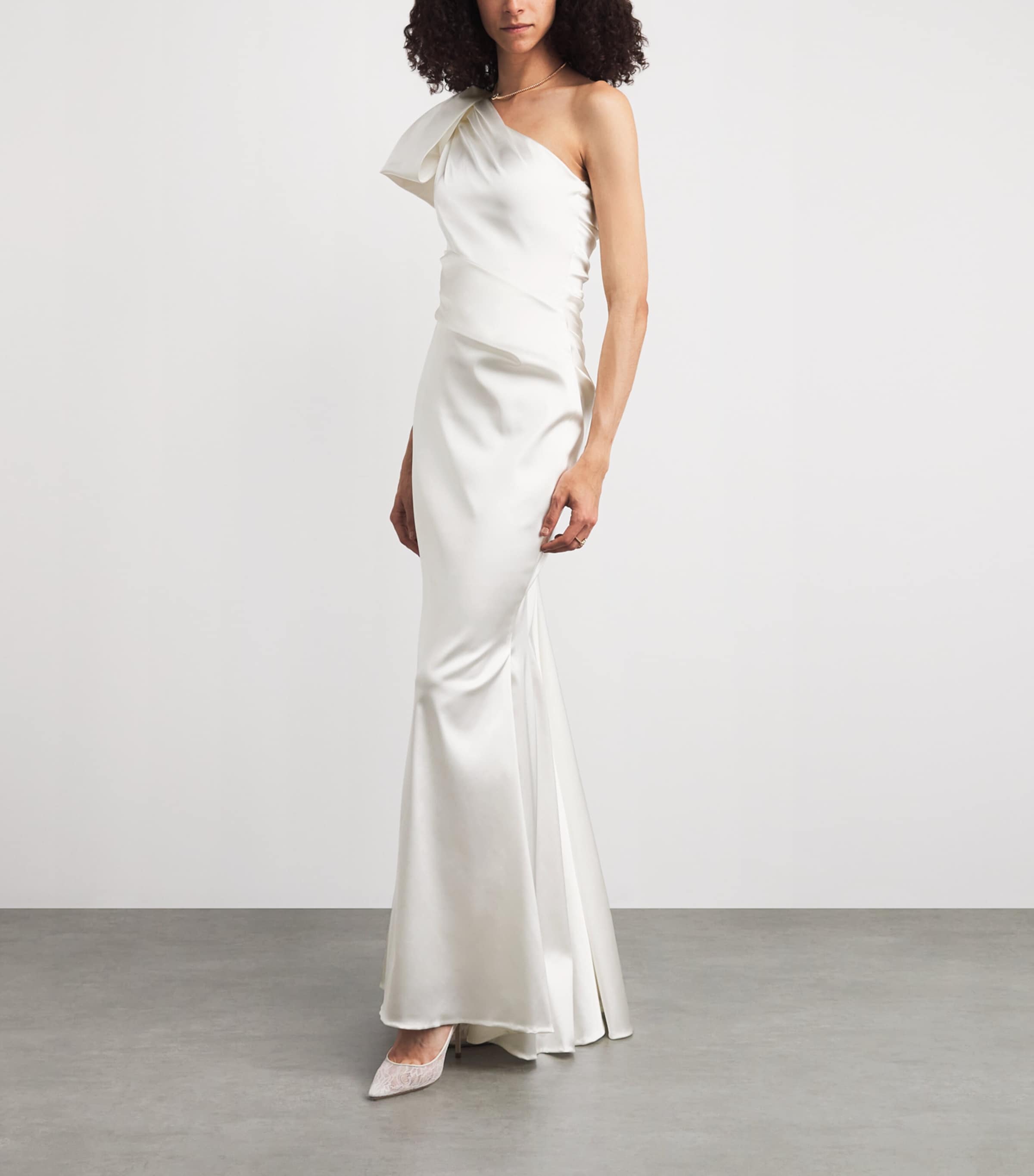 talbot runhof one shoulder dresses $1995 Talbot Runhof Women's Blue Satin One Shoulder Gown Dress Size 10