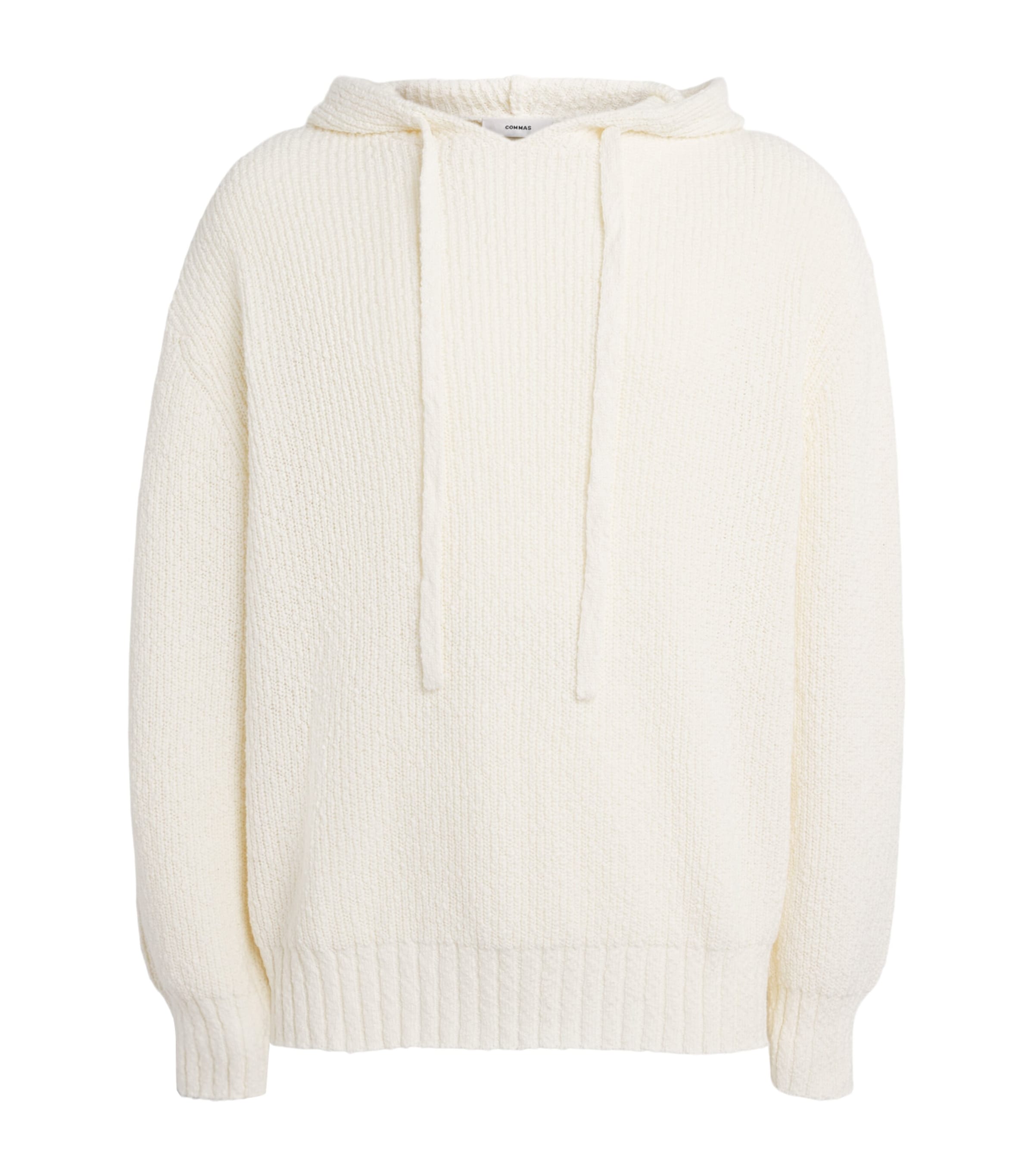 COMMAS Mens Cotton Knit Hoodie White Image 1