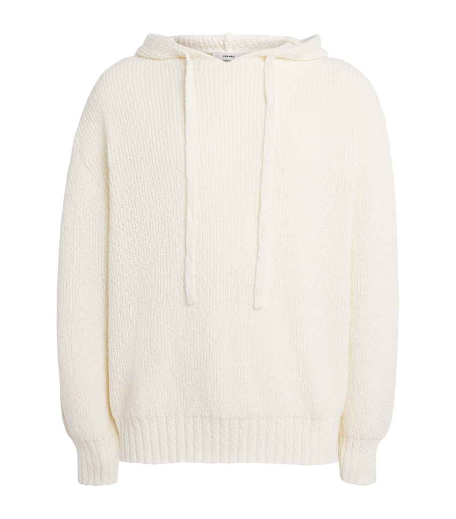 COMMAS Mens Cotton Knit Hoodie White Image 1