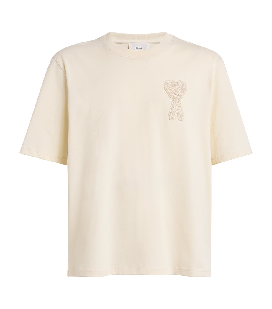 AMI Paris Mens Cotton Ami de Coeur T-Shirt Blanc Image 1