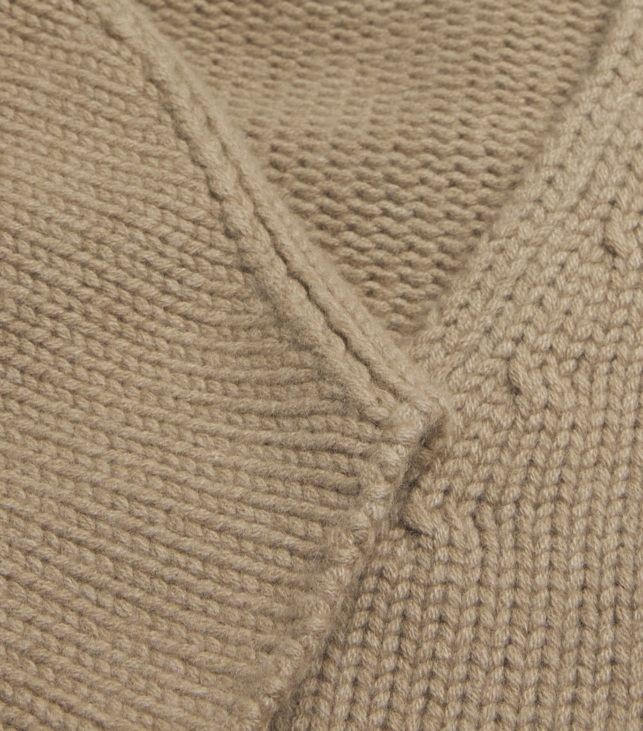 Soft Goat Womens Cashmere Puff-Sleeve Sweater Khaki Image 5