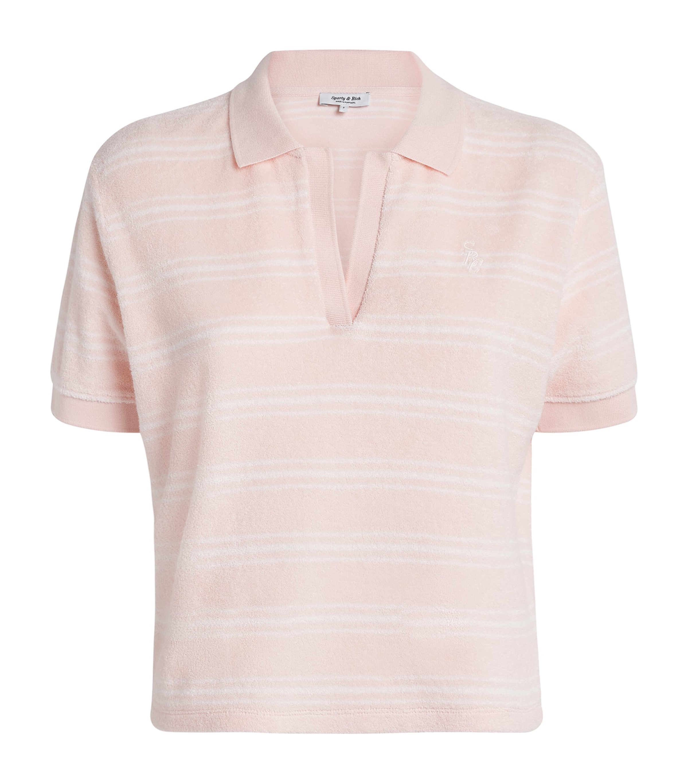 Sporty And Rich Cotton Terry Polo Shirt In Pink
