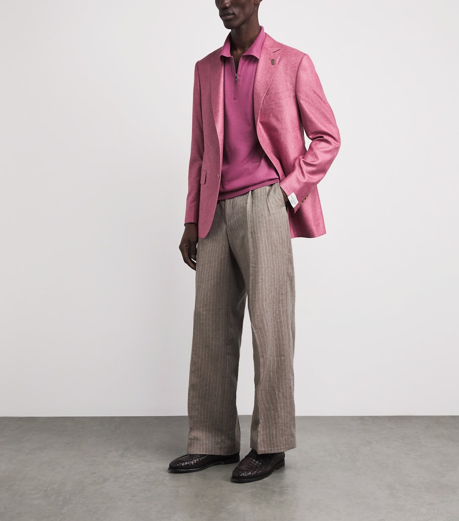 Pal Zileri Mens Cotton Zip-Up Polo Shirt Violet Image 2