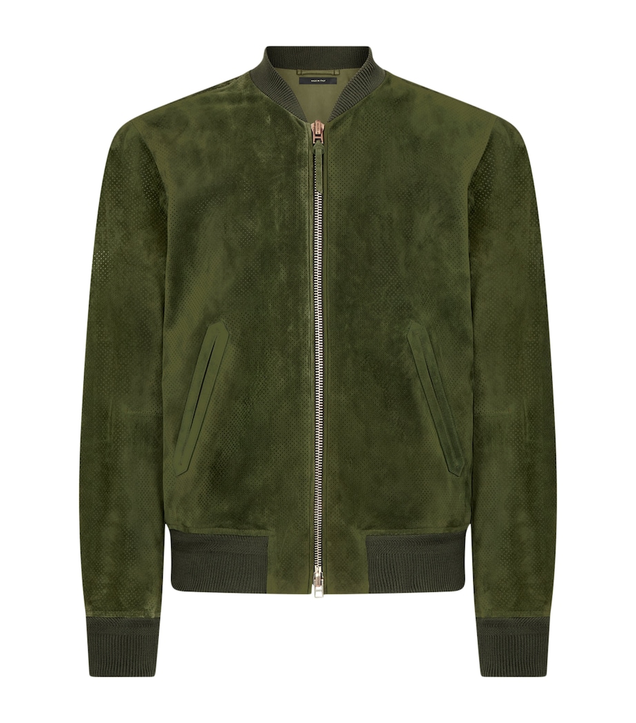 Leather Perforated Bomber Jacket GDD Image 1