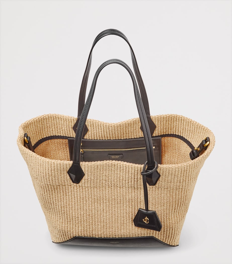 Medium Diamond Raffia Tote Bag NATURAL/BLACK/GOLD Image 5