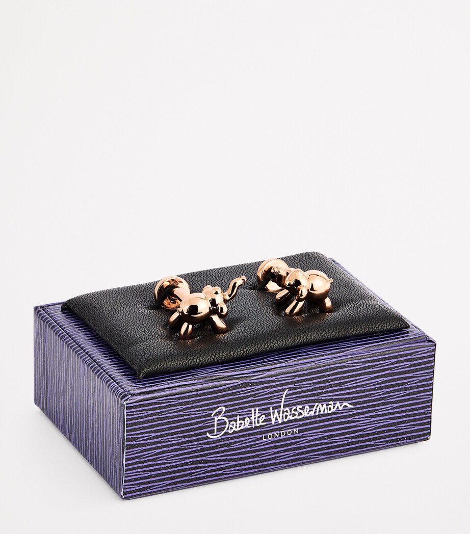 Babette Wasserman Rose Gold-Plated Elephant Cufflinks Pink Image 3