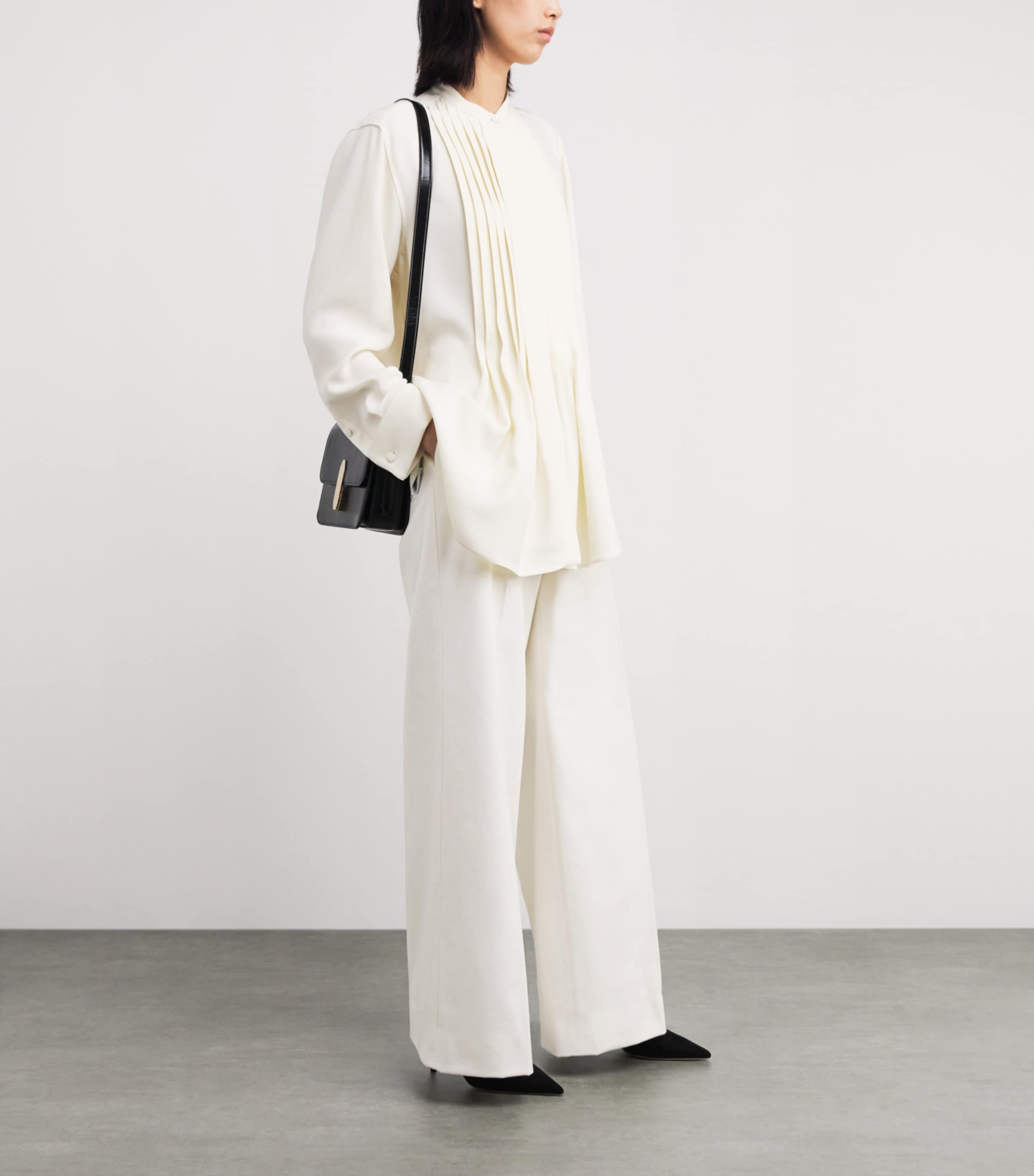 Brioni Womens Cotton-Silk Wide-Leg Trousers Image 2