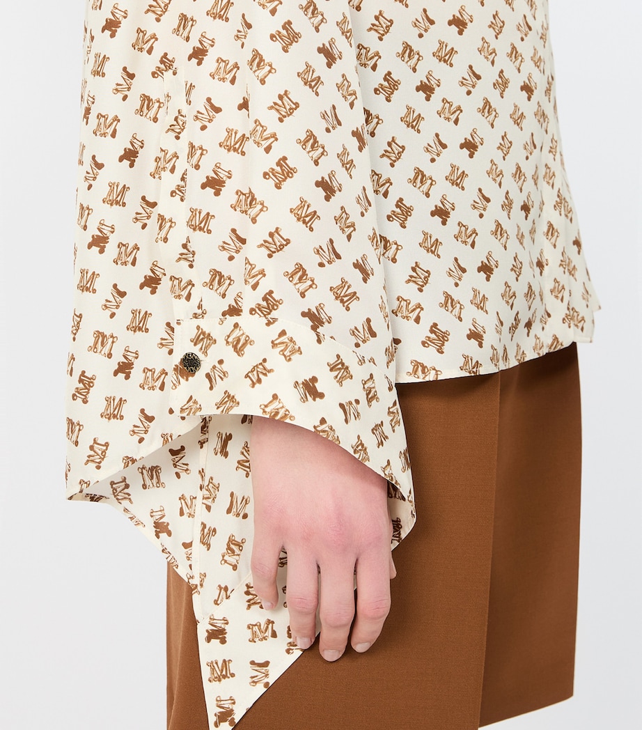 Max Mara Womens Silk Logo-Print Shirt White Image 4