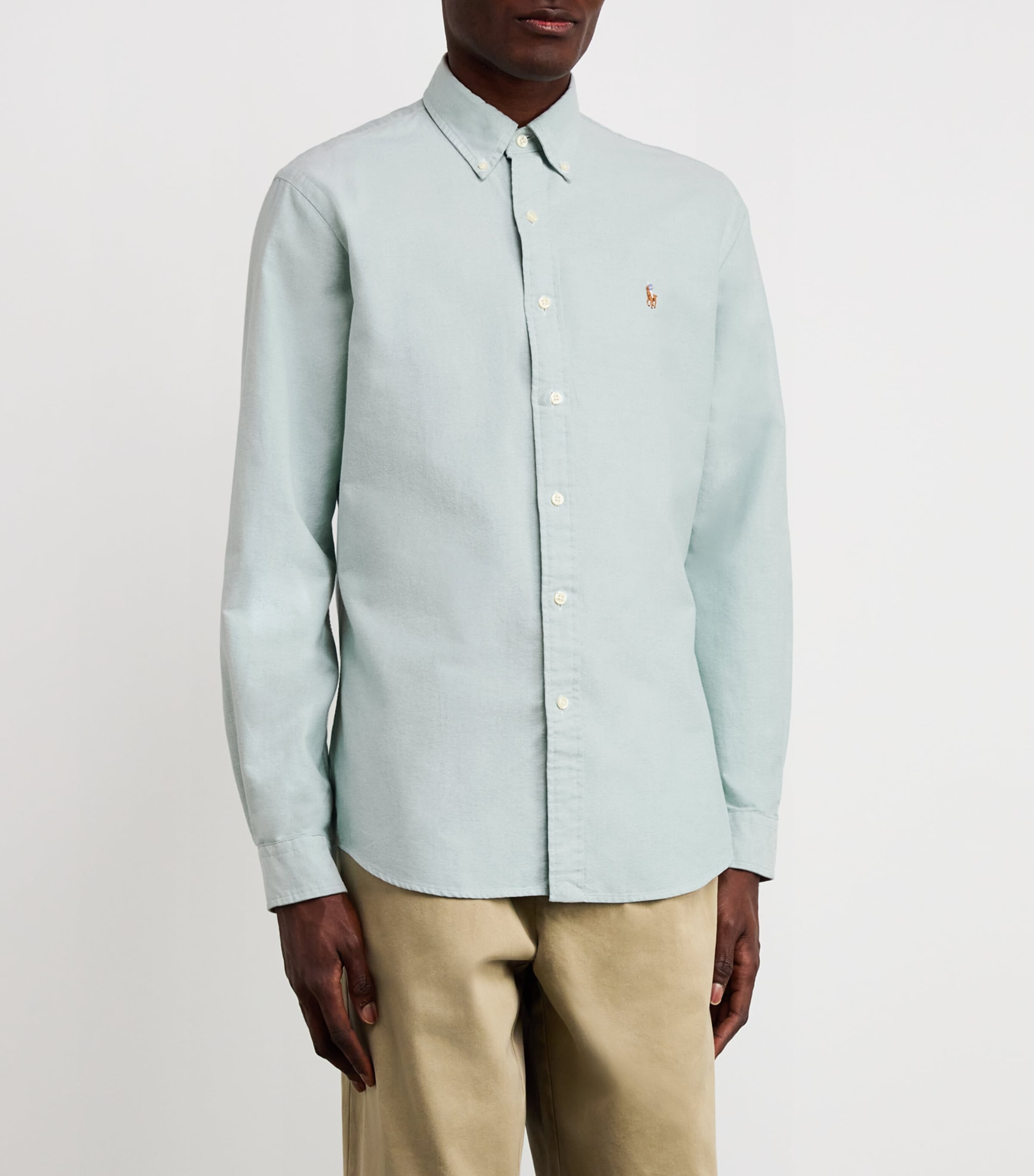 Polo Ralph Lauren Mens Cotton Custom Fit Oxford Shirt Green Image 3