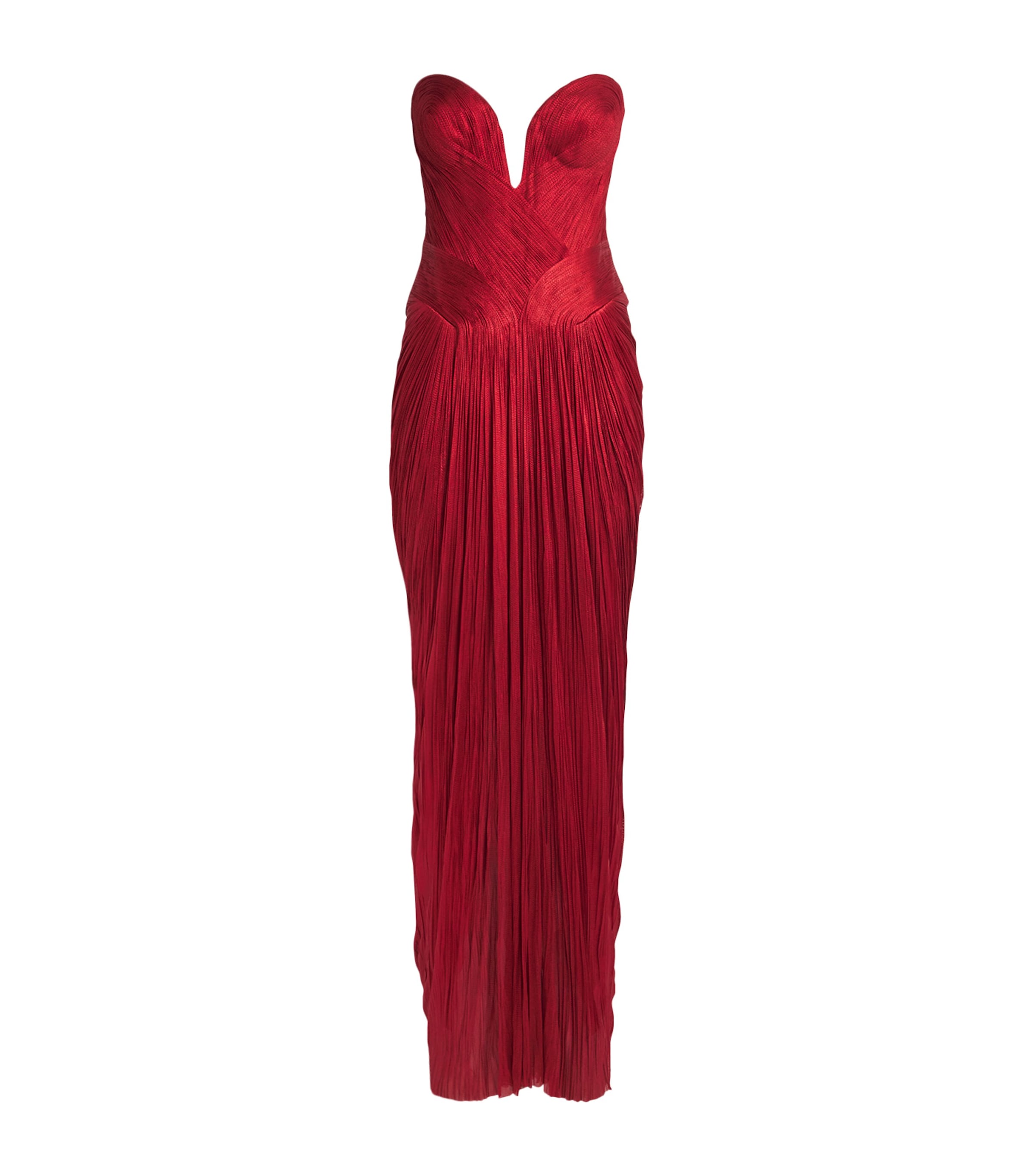 Maria Lucia Hohan Silk Plissé Noor Gown In Red