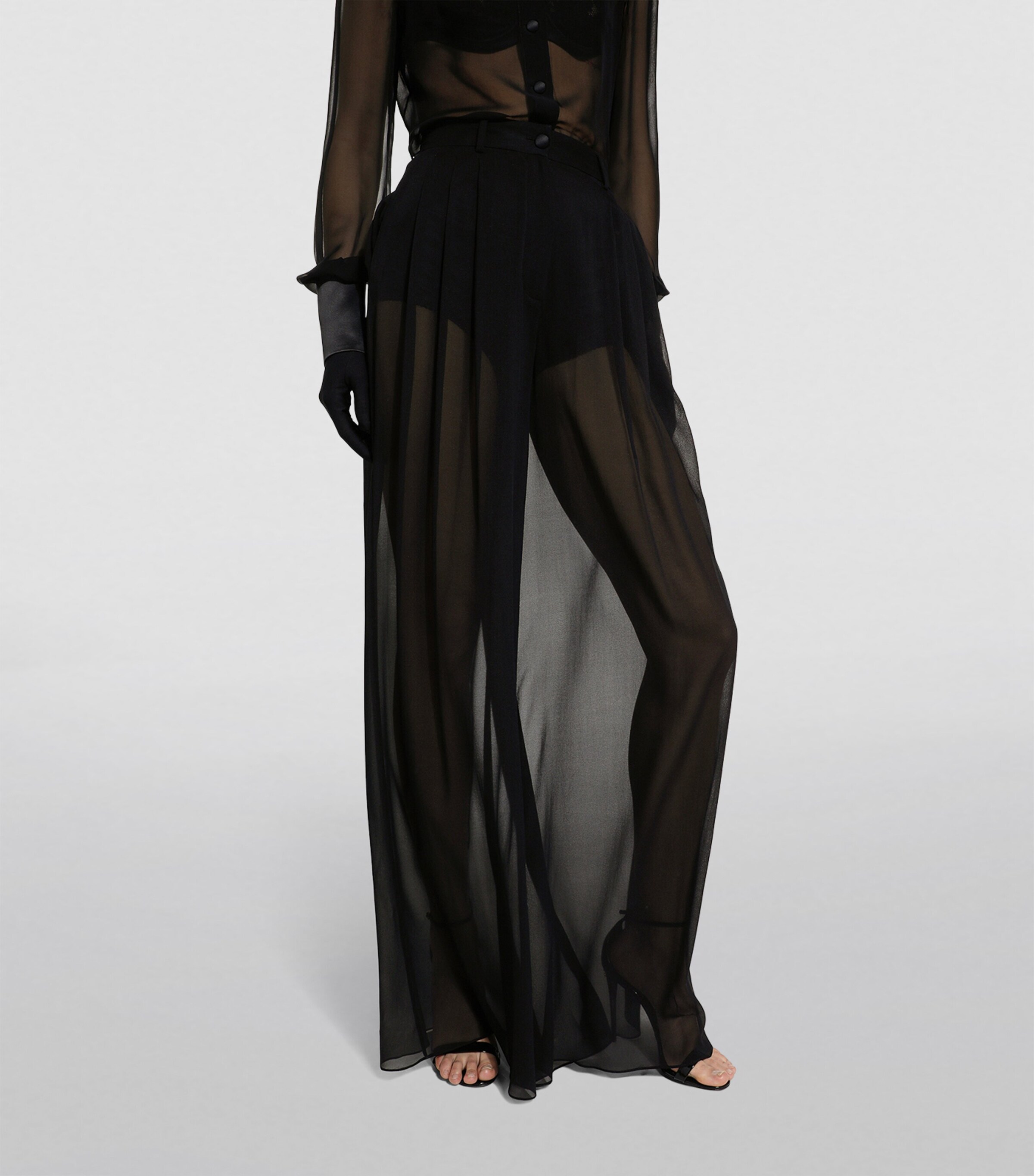 Silk-Blend Tailored Trousers N0000-BLACK Image 7