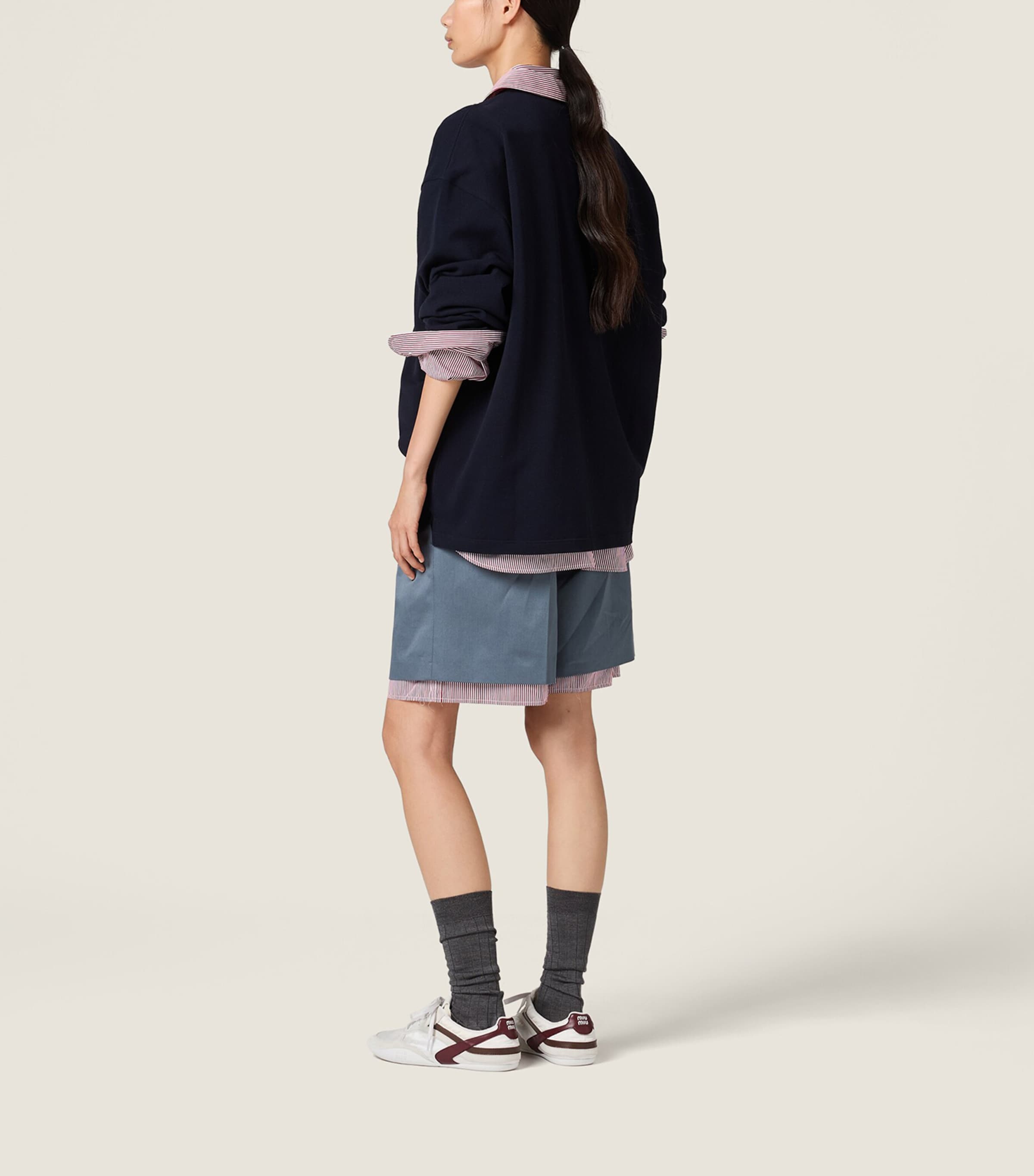 Miu Miu Womens Cotton Contrast Collar Polo Shirt Image 3
