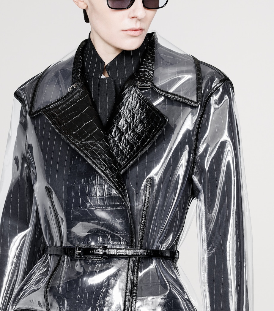 TOM FORD Womens Plastic Lambskin-Trim Trench Coat Naa Image 5