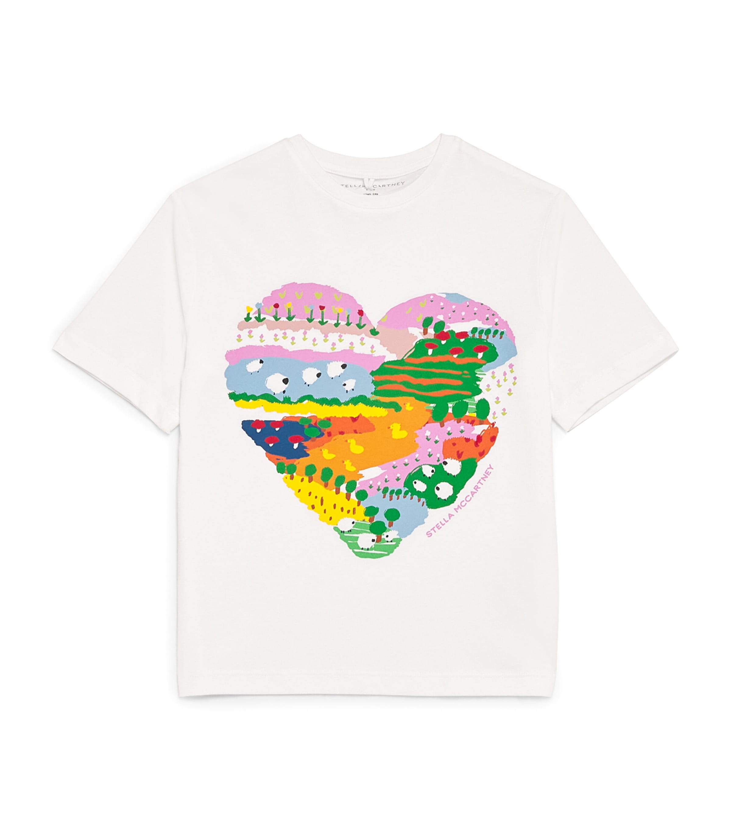 Shop Stella Mccartney Countryside Heart Print T-shirt In Ivory