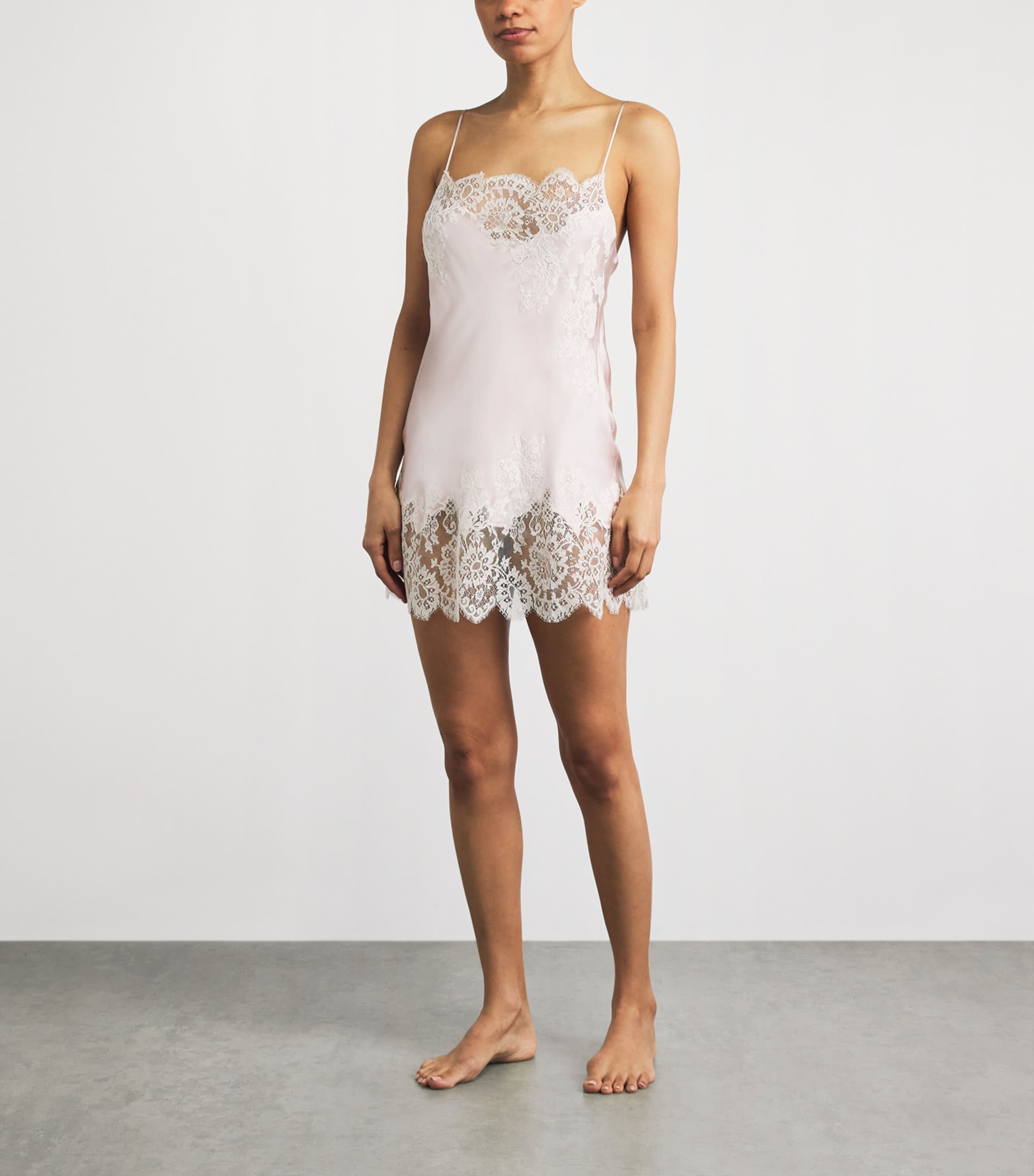 Carine Gilson Womens Silk Babydoll Julia Slip Dress Silverpink/naturel Image 2