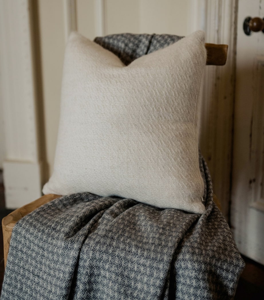 Araminta Campbell Alpaca-Blend Fern Cushion (45cm x 45cm) White Image 4