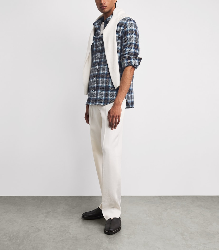 GOD'S TRUE CASHMERE Mens Cashmere Tartan Lightning Storm Shirt Moonstone Image 2