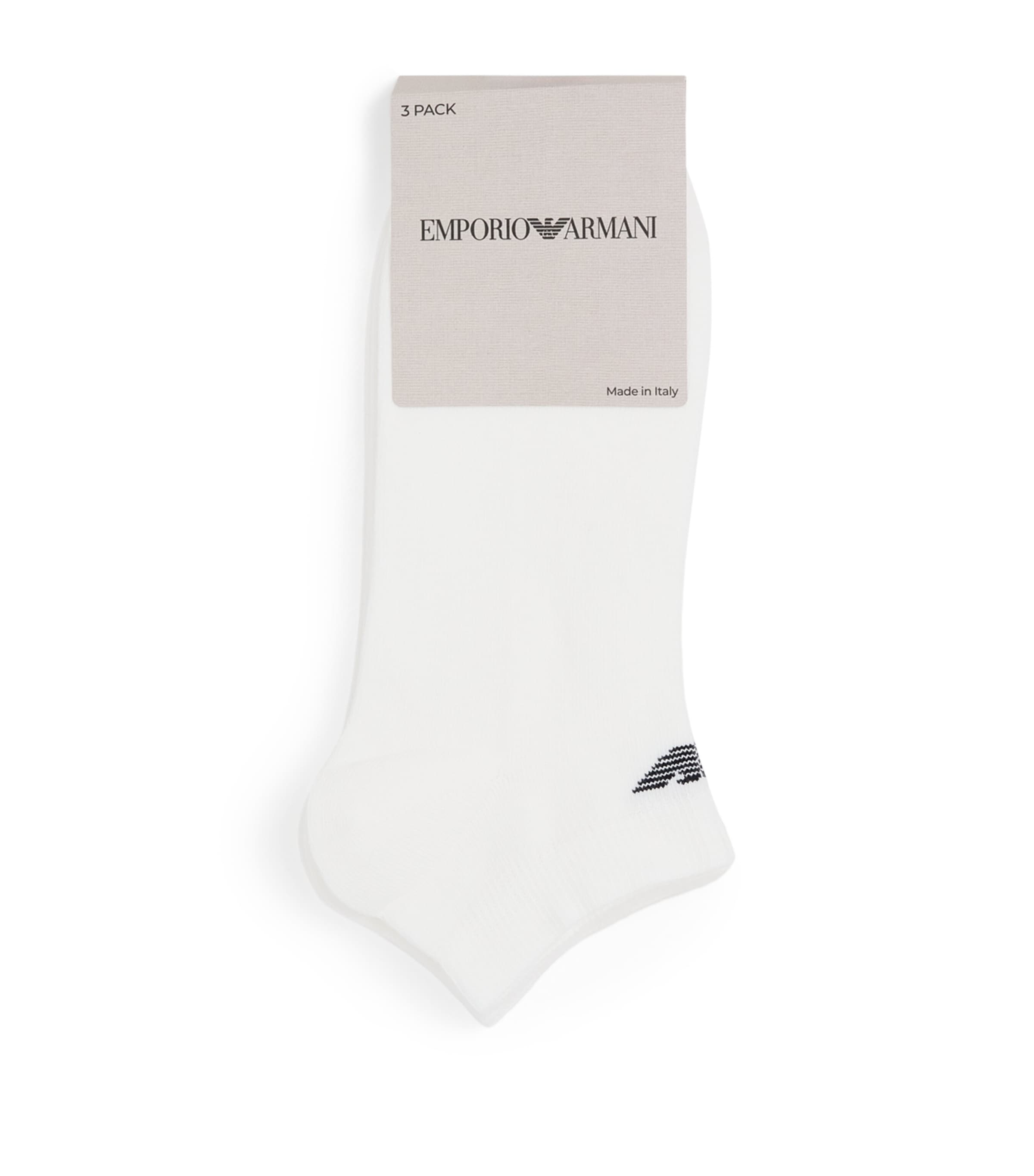 Emporio Armani Cotton-blend Logo Trainer Socks In White