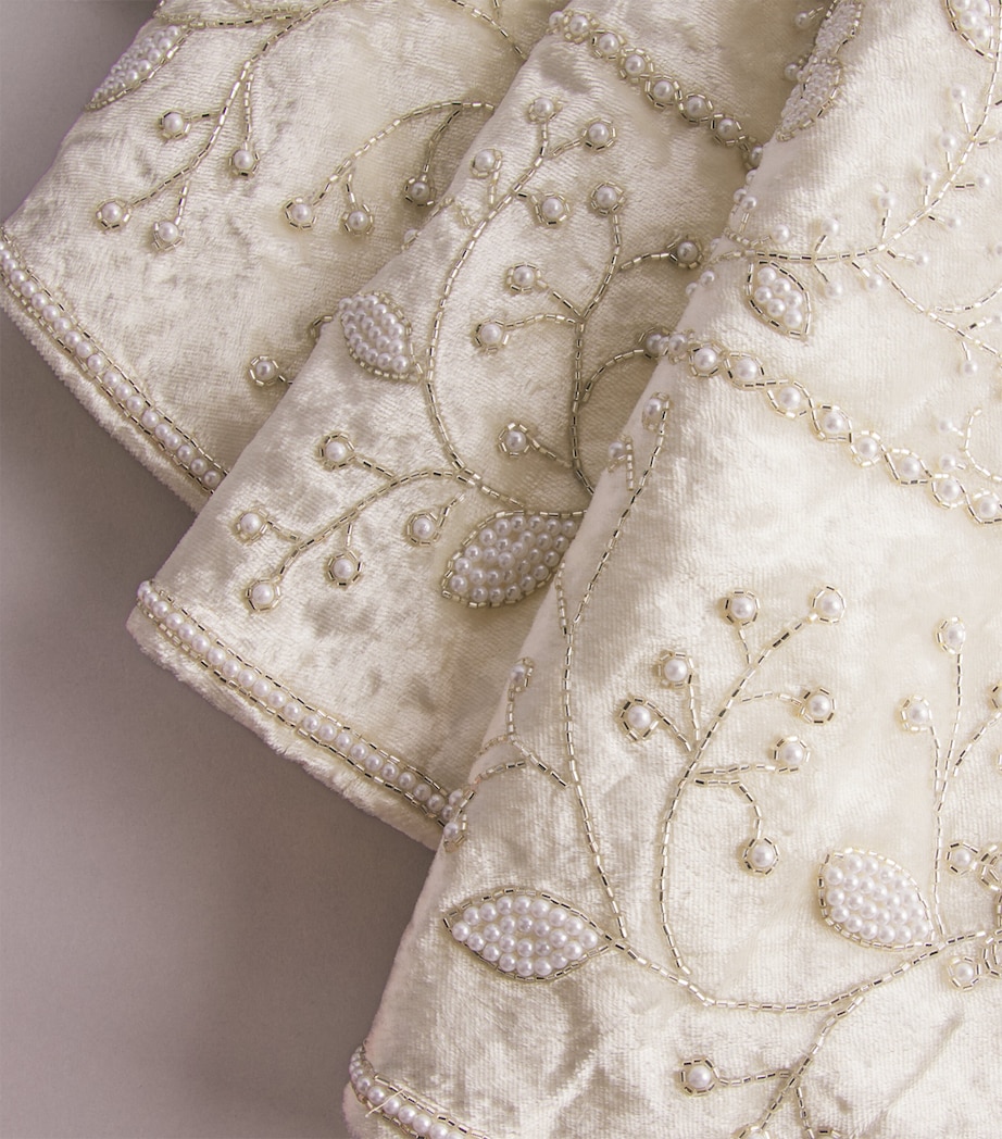 Harrods Velvet Embroidered Floral Tree Skirt White Image 2