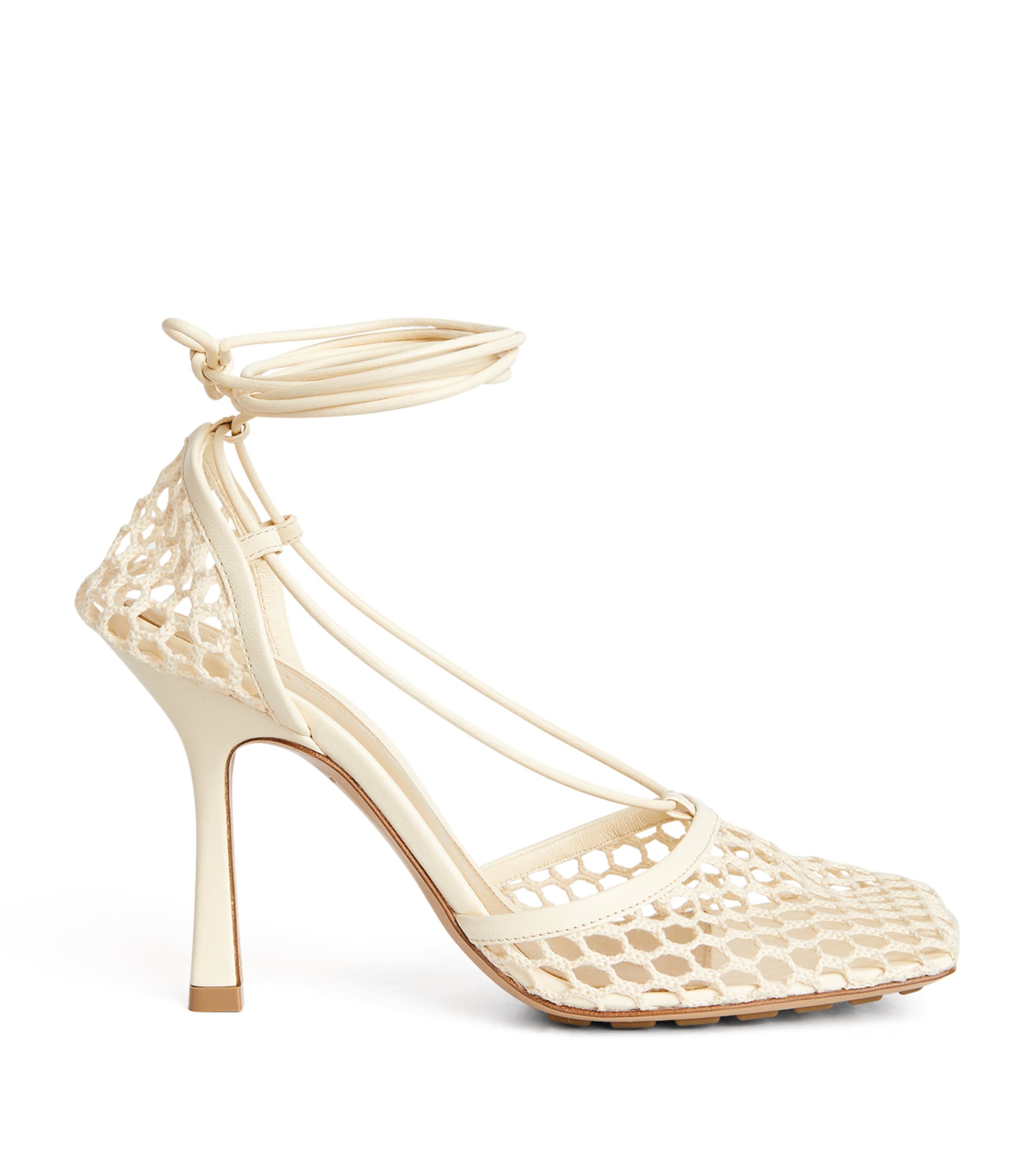 Bottega Veneta Stretch Wraparound Leather And Mesh Pumps In White