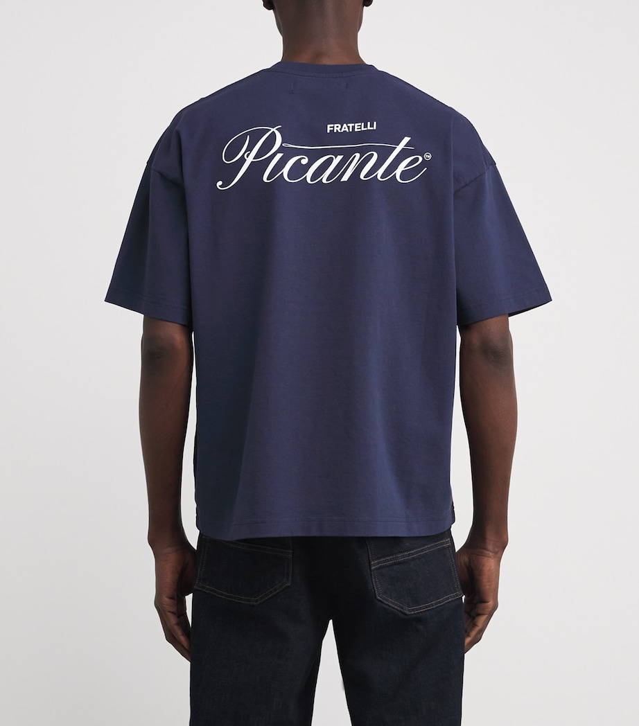 PICANTE Mens Organic Cotton Tailor Logo T-Shirt Navy Image 4