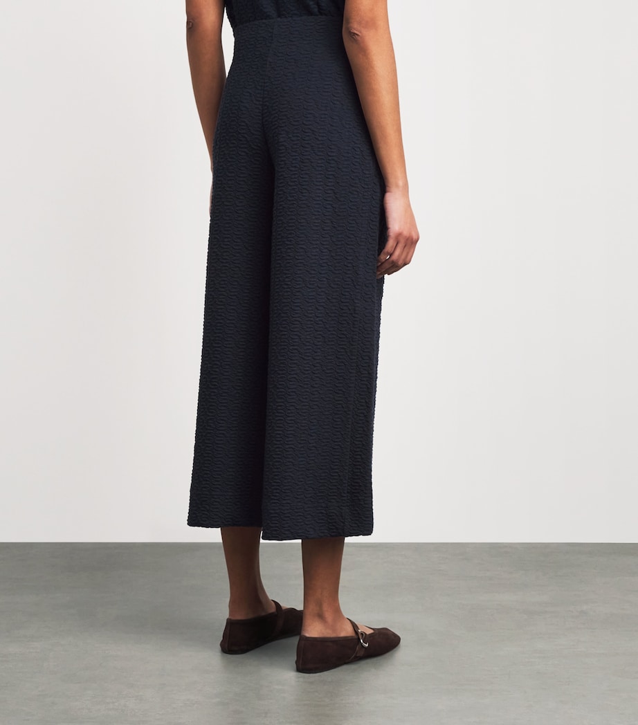 ME+EM Womens Cotton-Blend Textured Cropped Trousers Navy Image 5