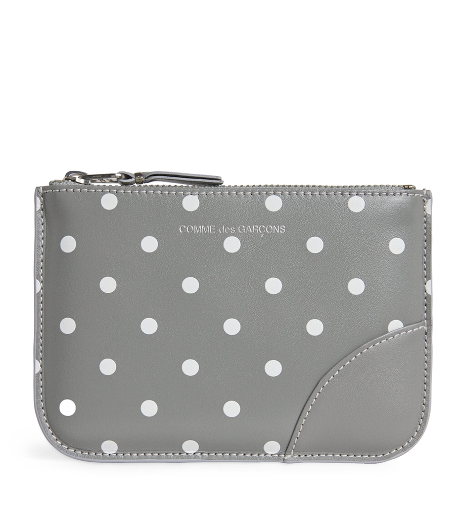 Leather Polka-Dot Zipped Pouch GREY Image 1