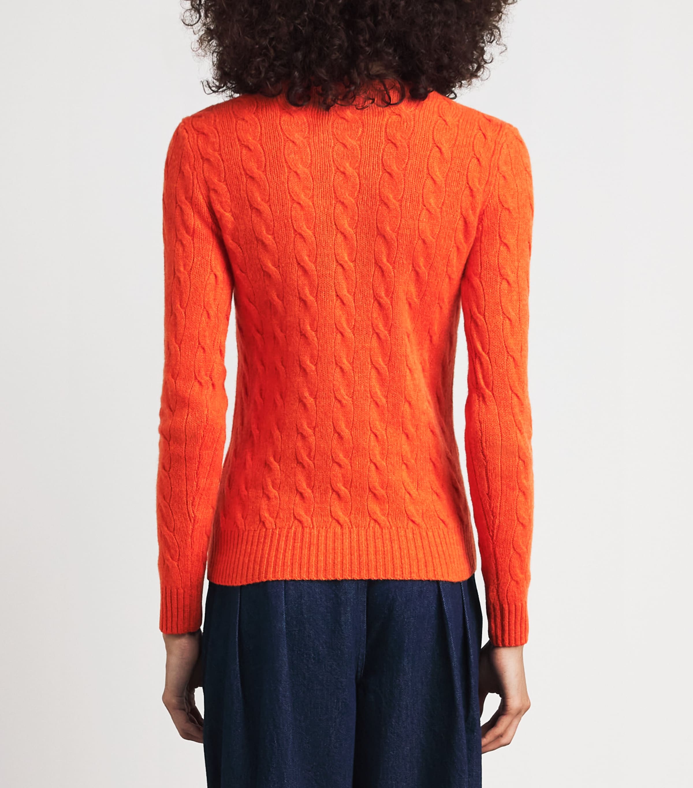 Polo Ralph Lauren Womens Wool-Cashmere Cable-Knit Sweater Orange Rust Heather Image 5