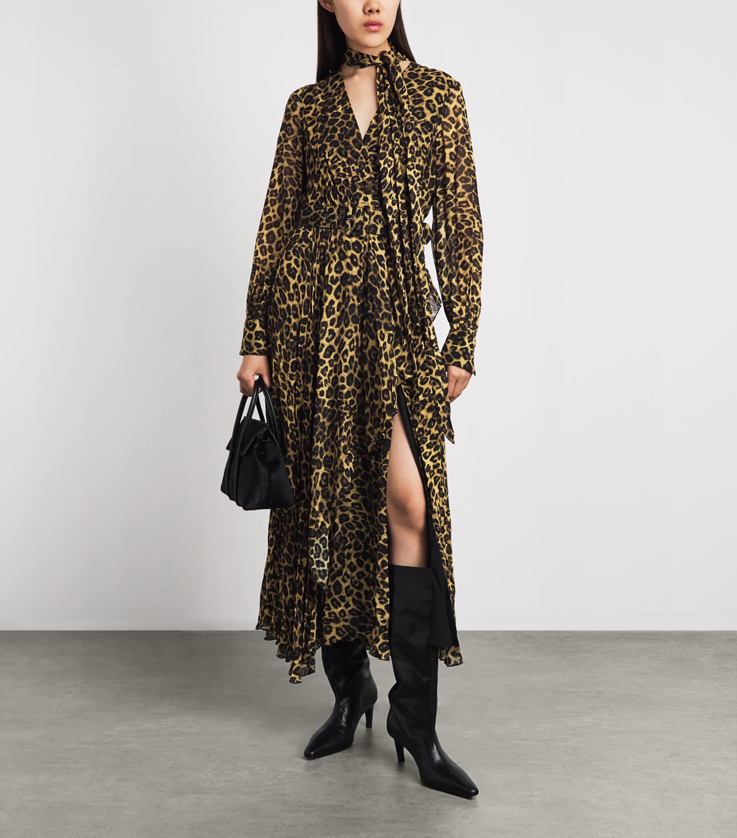 Toccin Womens Chiffon Leopard Jane Midi Dress Leopard Image 2