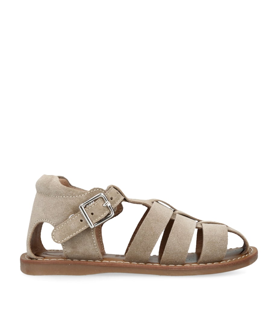 papouelli Suede Mercer Sandals Taupe Image 1
