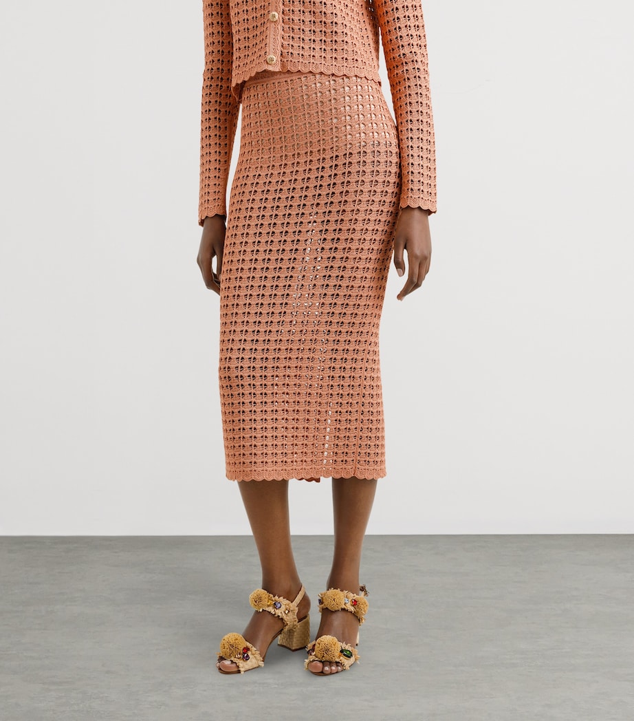 Open-Knit Midi Skirt F0938-ROSE Image 2