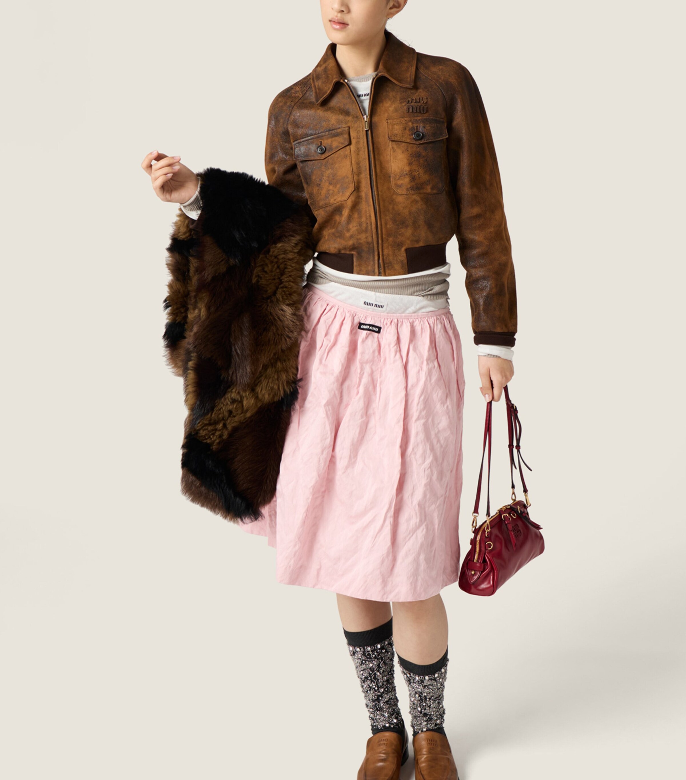 Miu Miu Womens Distressed Suede Jacket Image 5