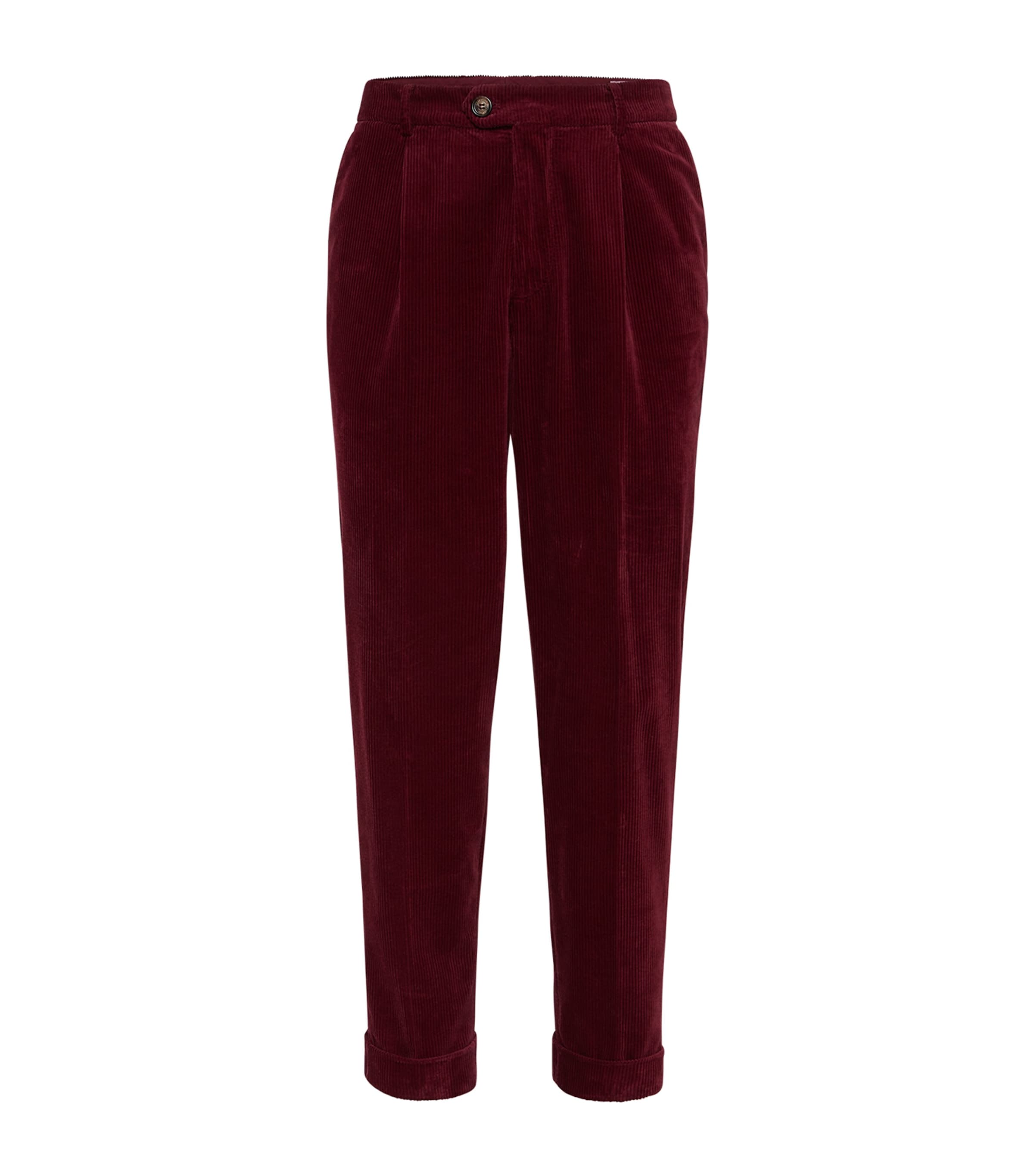Brunello Cucinelli Cotton Corduroy Leisure Fit Trousers In Red