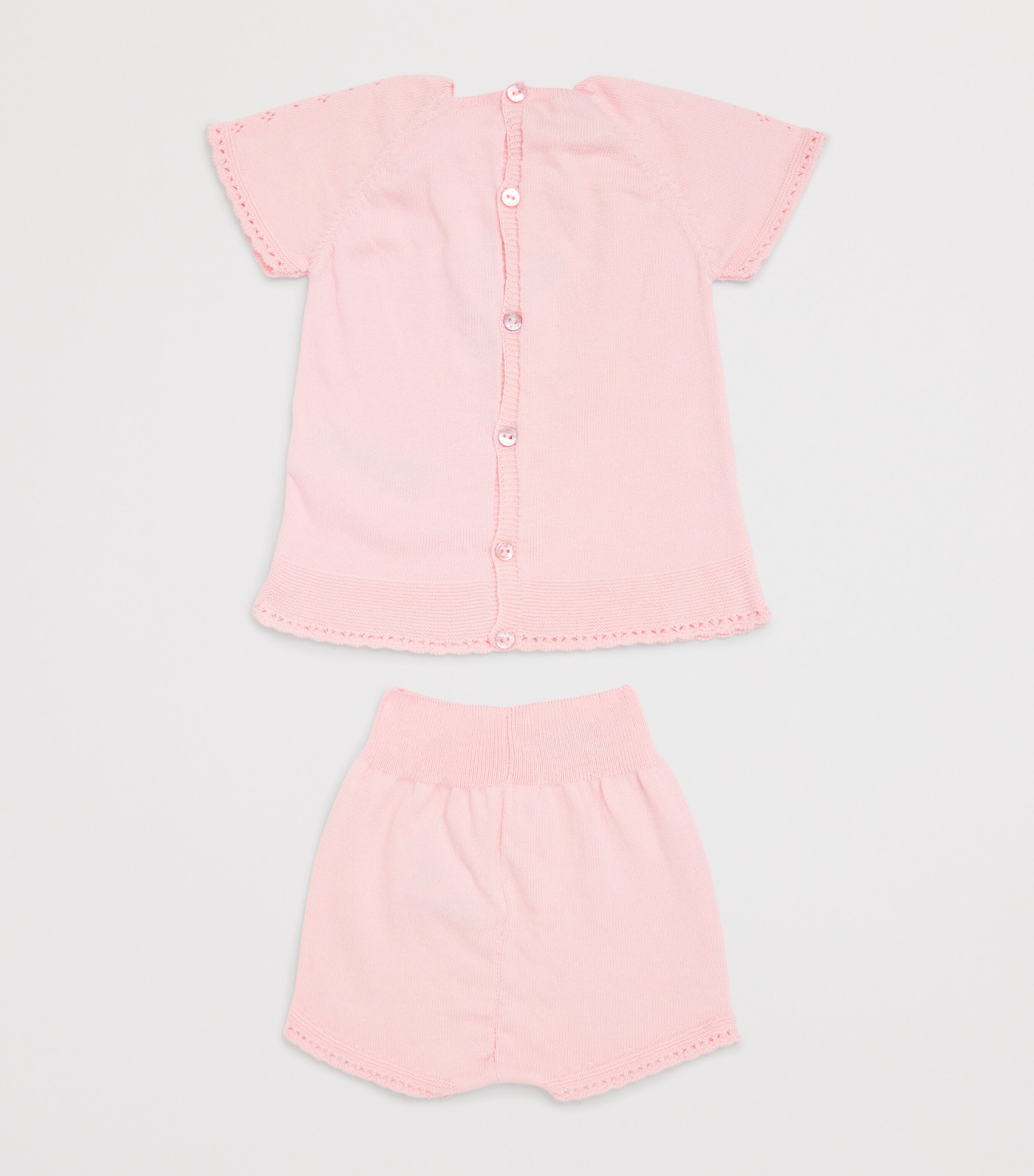 Cotton Knitted Top and Bloomers Set (0-6 Months) 322 H82 PASTEL PINK Image 2