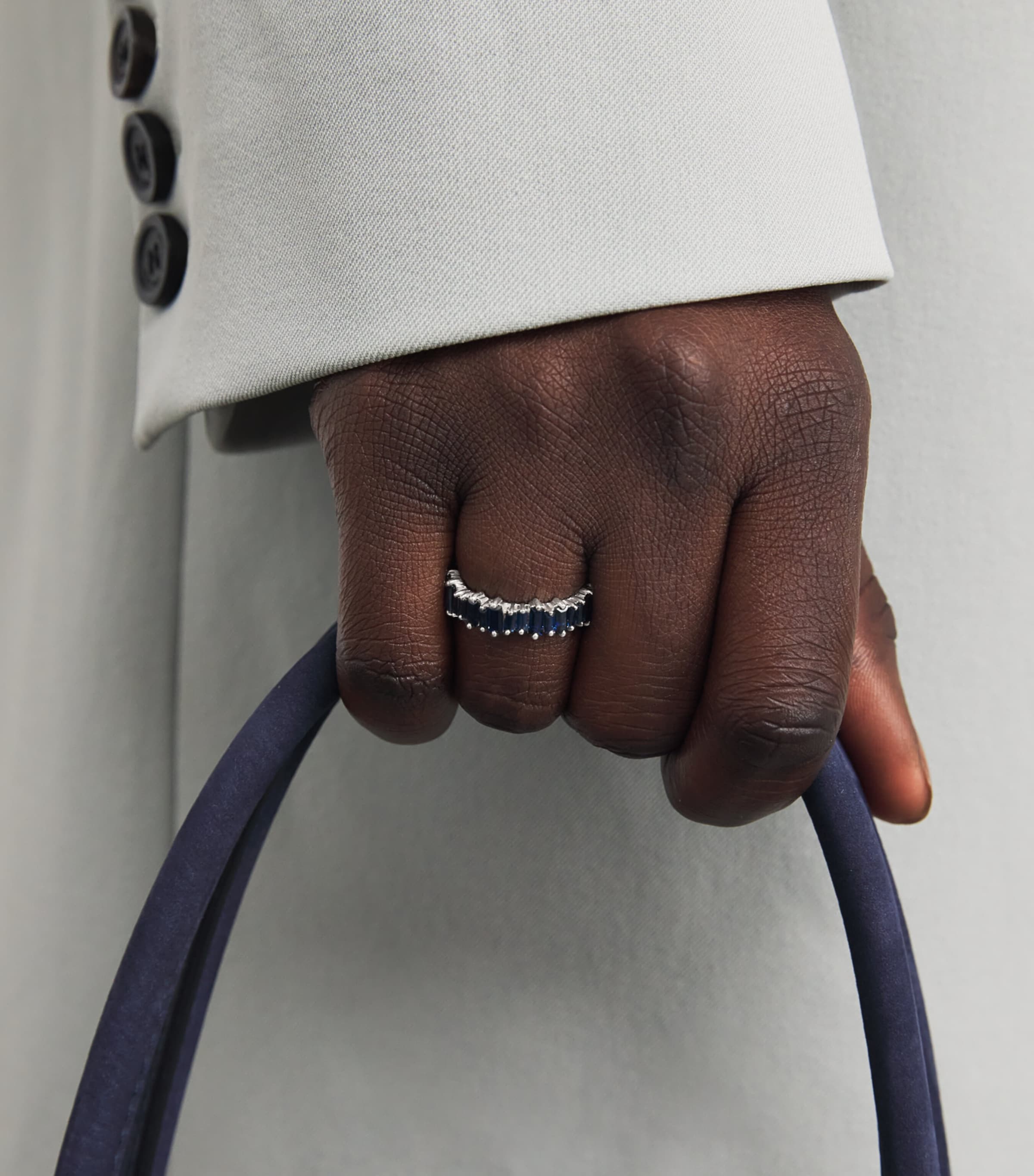 White Gold and Sapphire Bold Eternity Ring 18K WG/DB Image 2