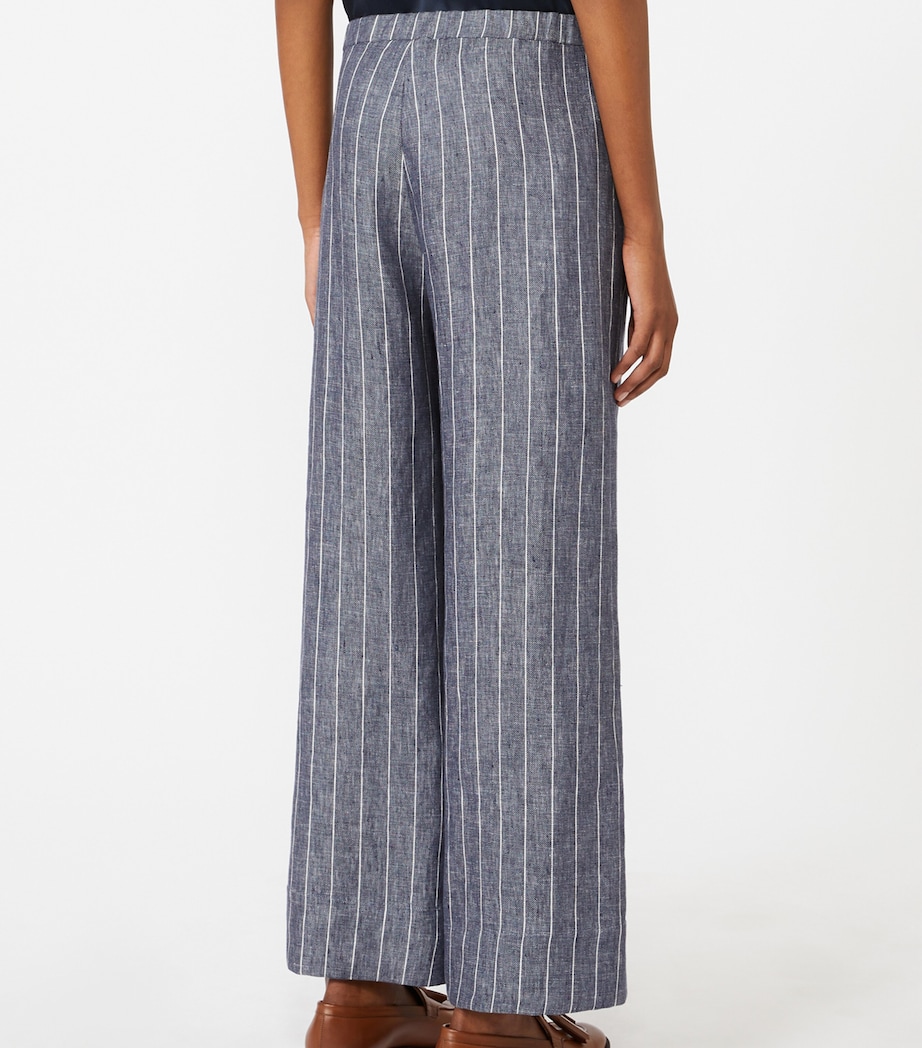 Max Mara Womens Linen Stripe Cresta Trousers Ultramarine Image 3