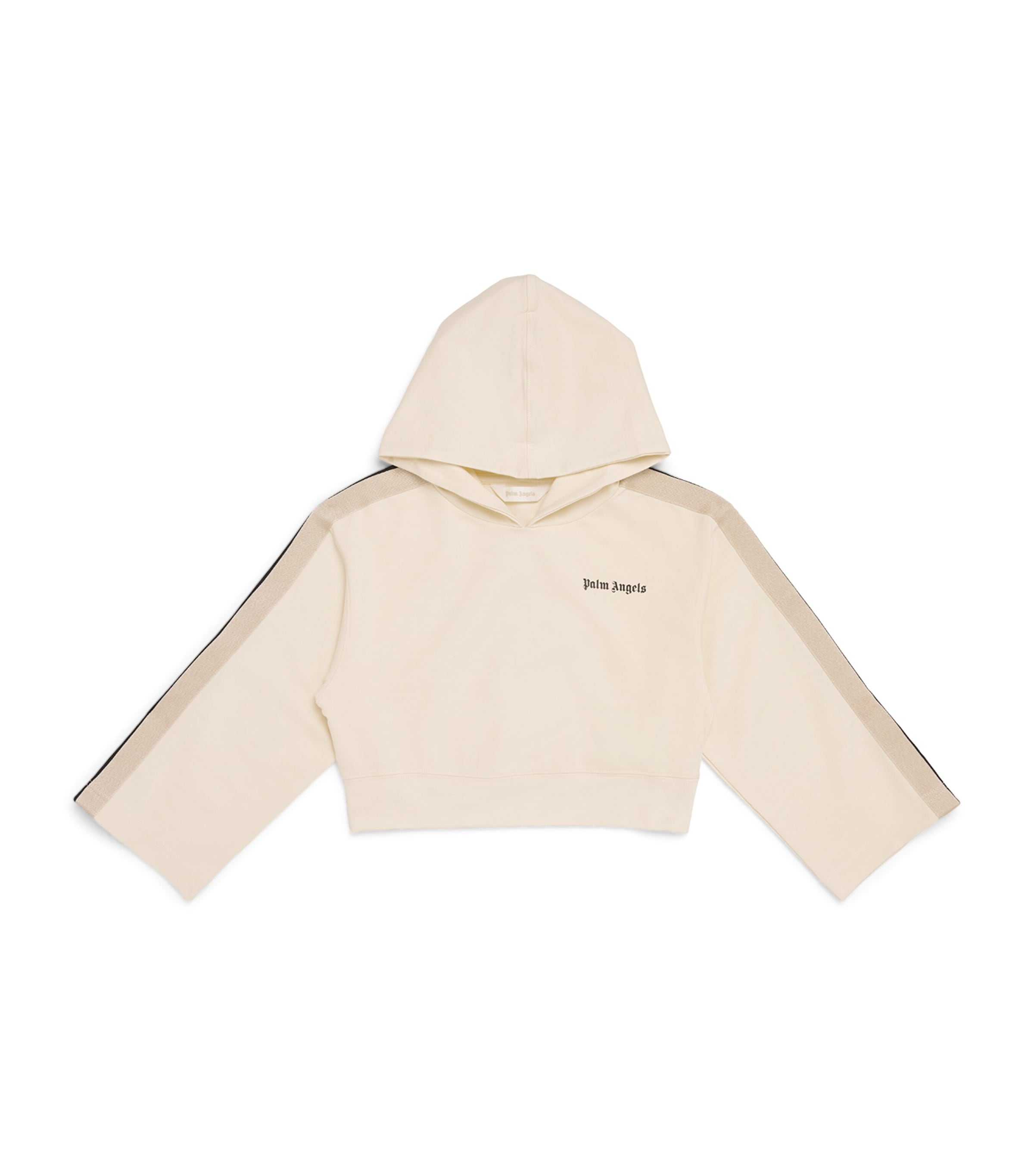 Palm Angels Kids' Cropped Track Hoodie In Black