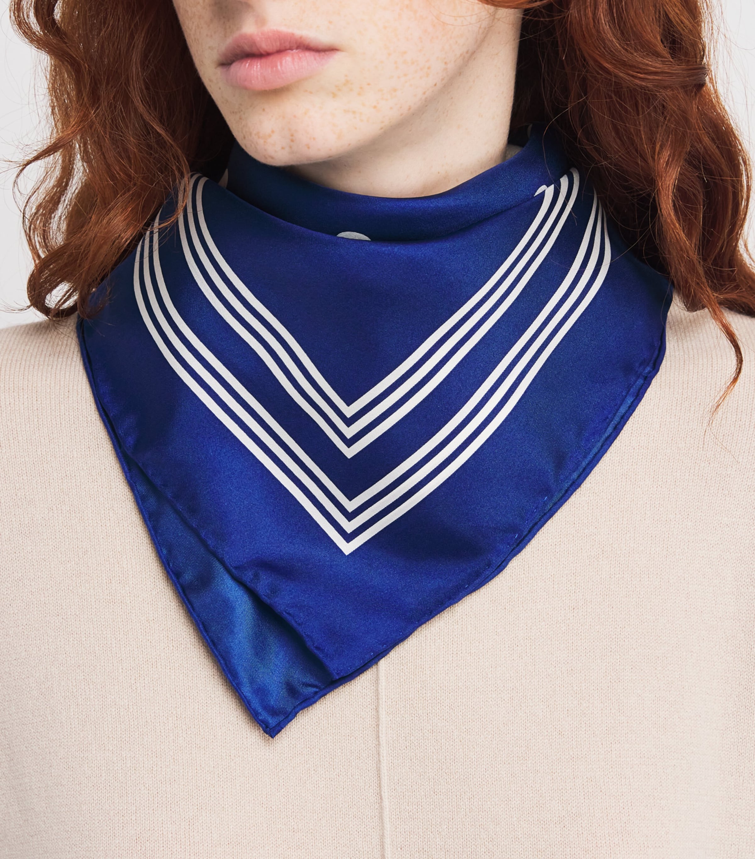 Silk Polka Dot Square Scarf CHINA BLUE Image 2