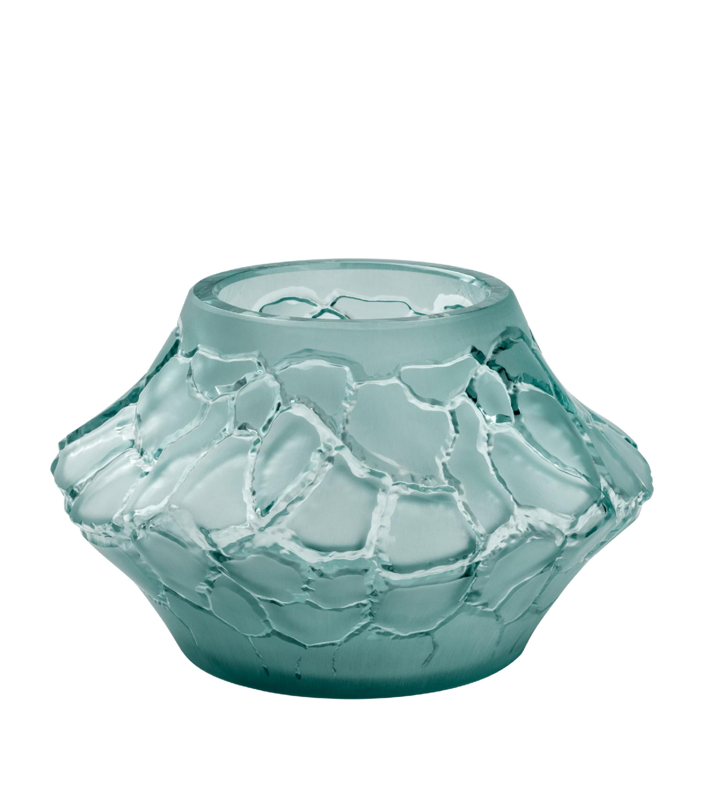 Lalique Persepolis Blue Crystal Caldera Small Votive Vase In Blue