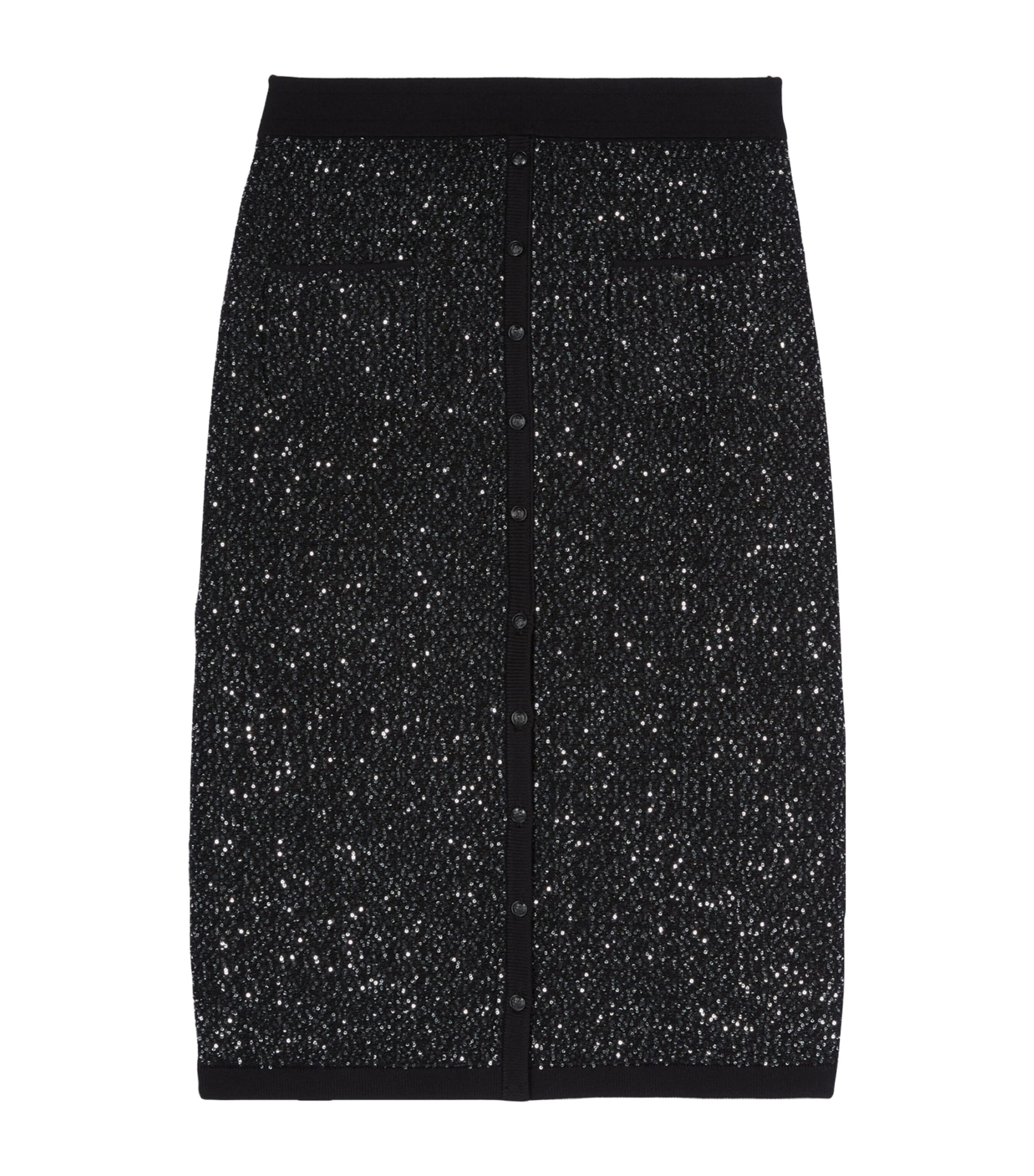 THE KOOPLES SEQUINNED-KNIT PENCIL SKIRT 