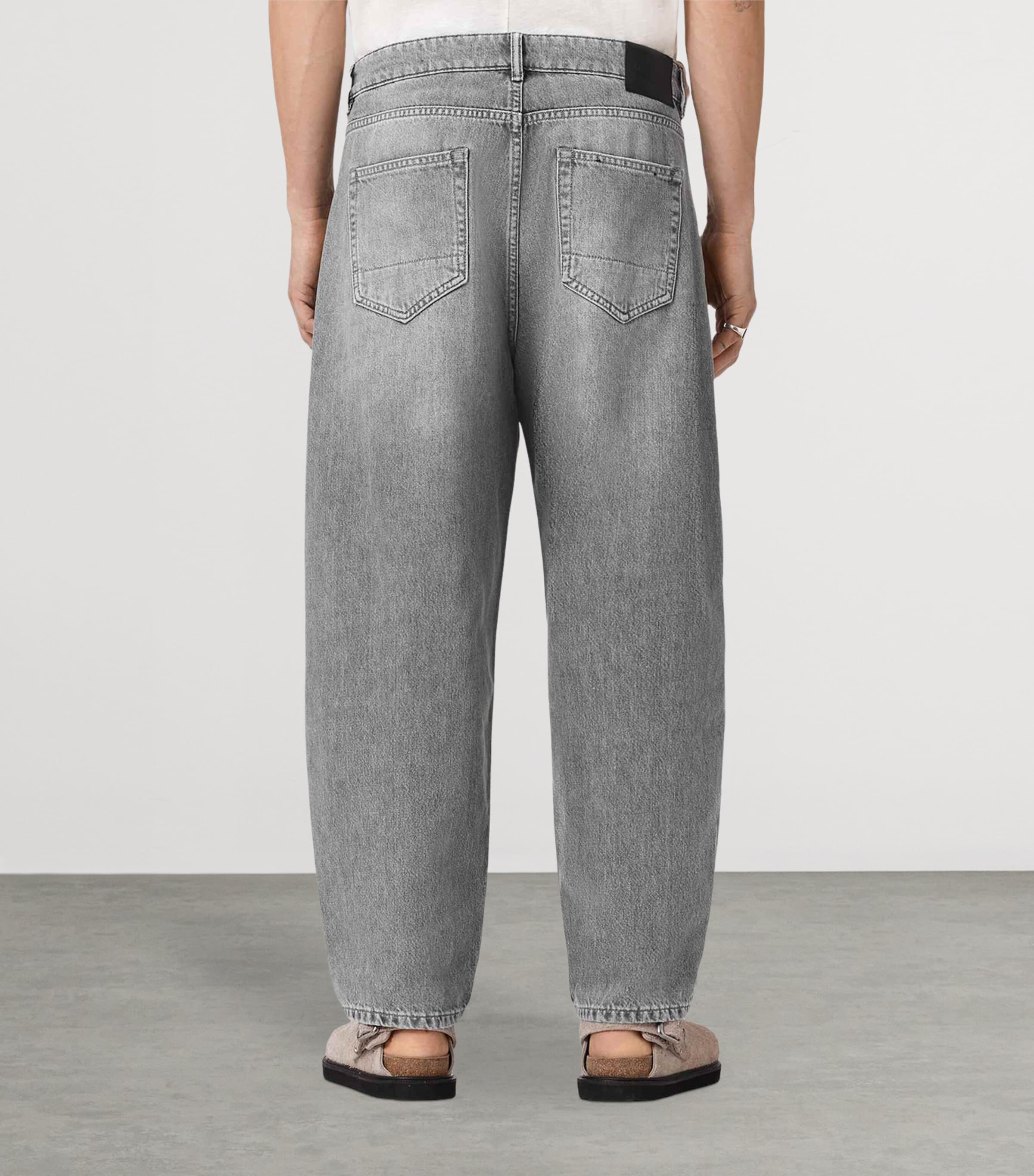 AllSaints Mens Curve Barrel-Leg Jeans Washed Grey Image 4