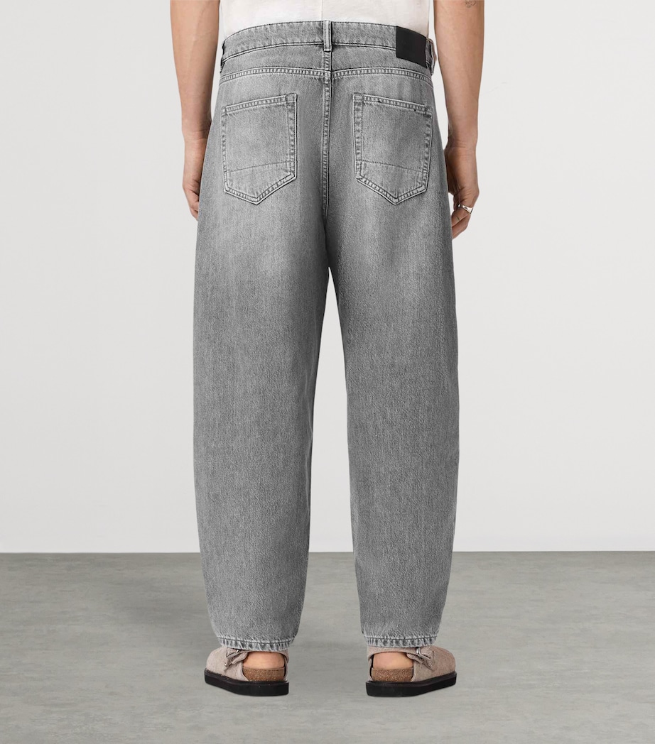 AllSaints Mens Curve Barrel-Leg Jeans Washed Grey Image 4