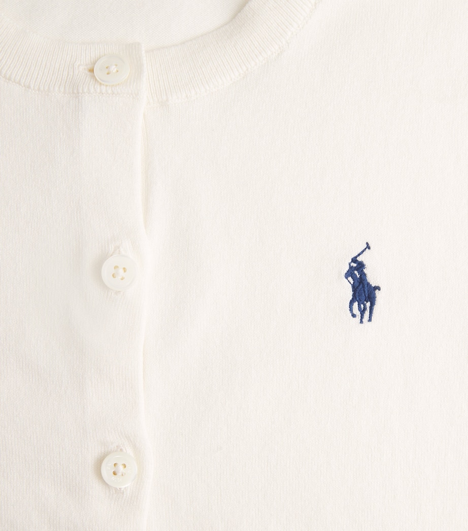 Polo Ralph Lauren Womens Pima Cotton Polo Pony Cardigan Collection Cream Image 6