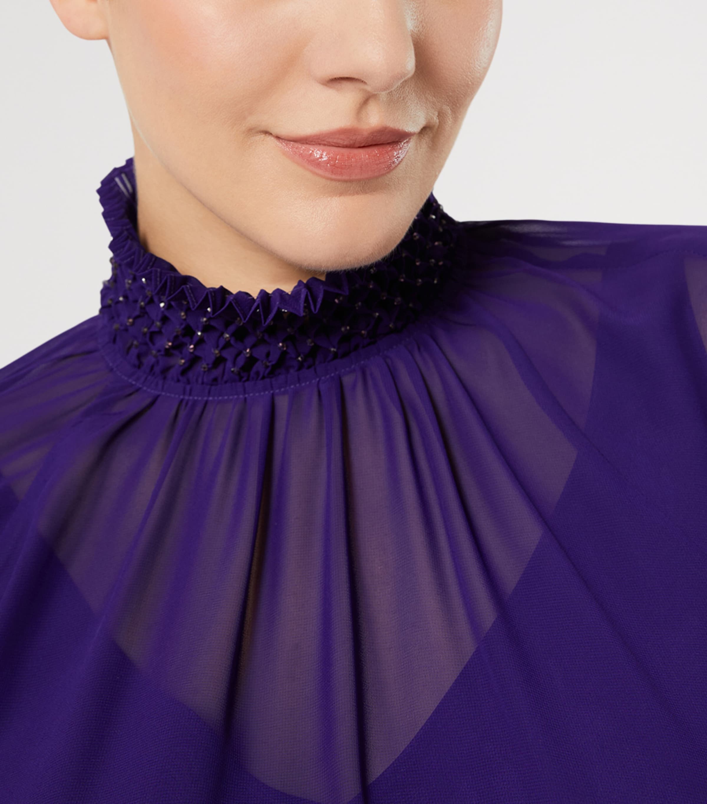 Marina Rinaldi Womens High Neck Embellished Tunic Purple Image 5