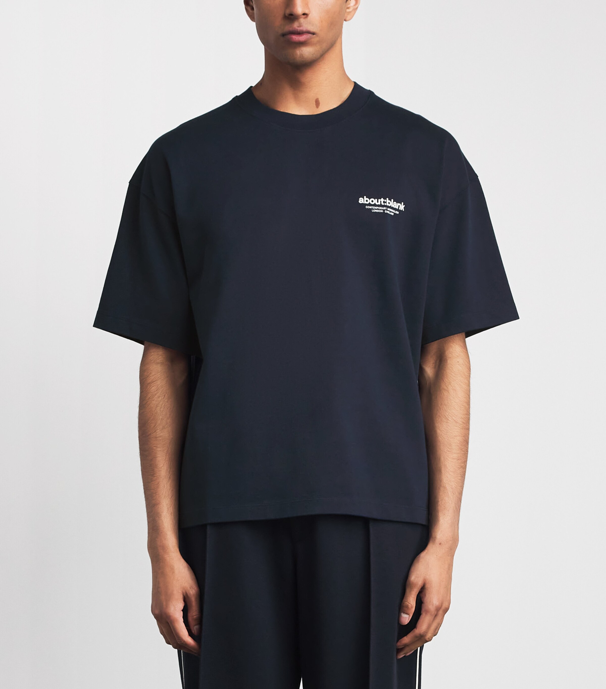 about:blank Mens Cotton Logo Boxy T-Shirt Navy Image 4