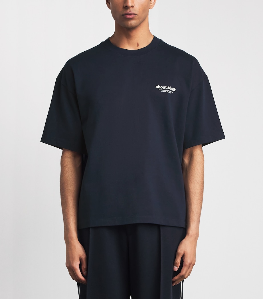 about:blank Mens Cotton Logo Boxy T-Shirt Navy Image 4